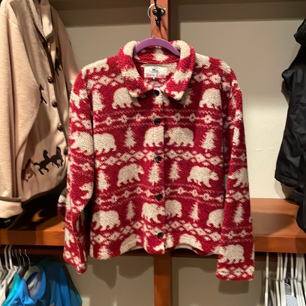 Super cute soft shirt jacket “Bear Stripes” made in the USA by True Grit